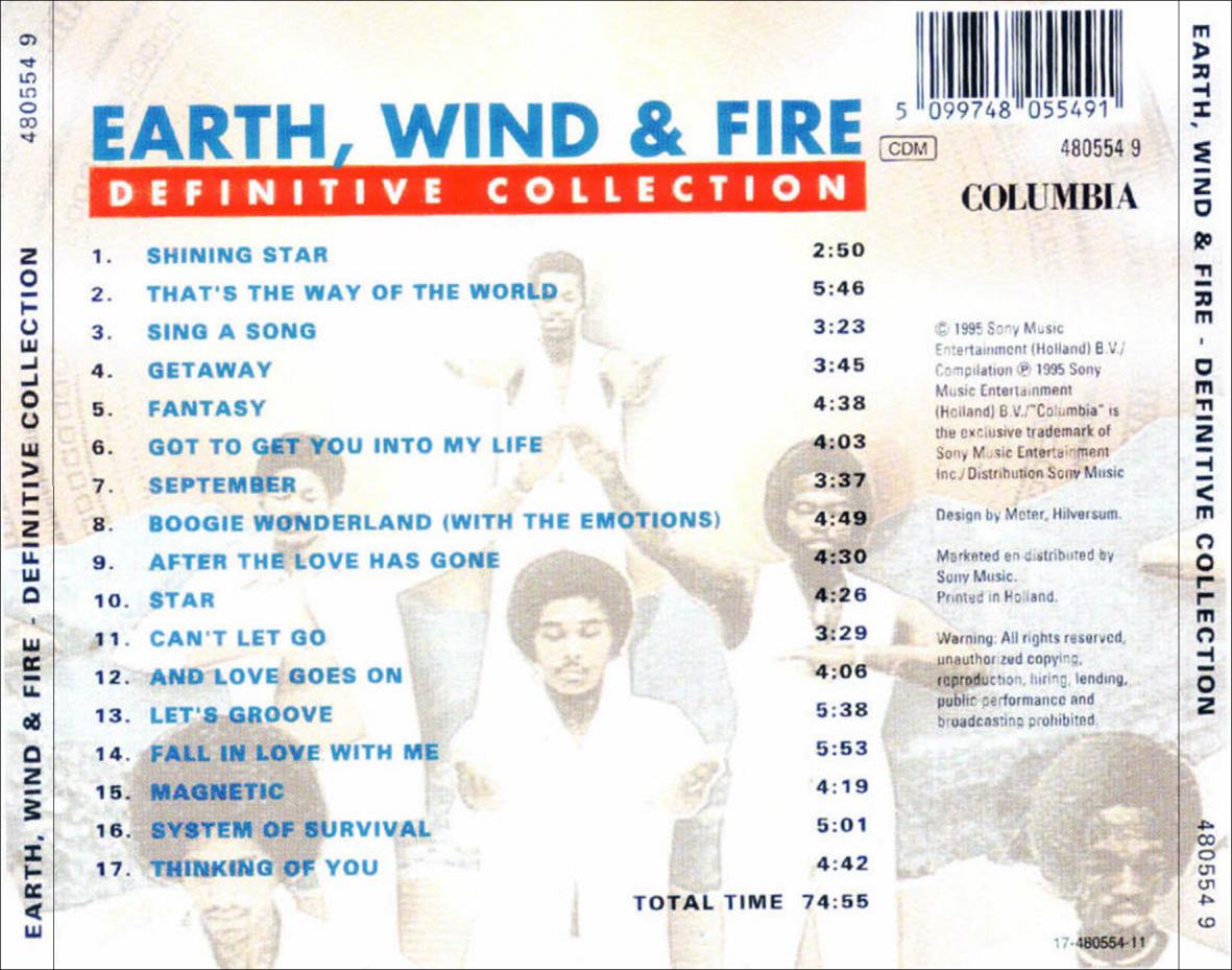 Earth, Wind & Fire  Definitive Collection : Back